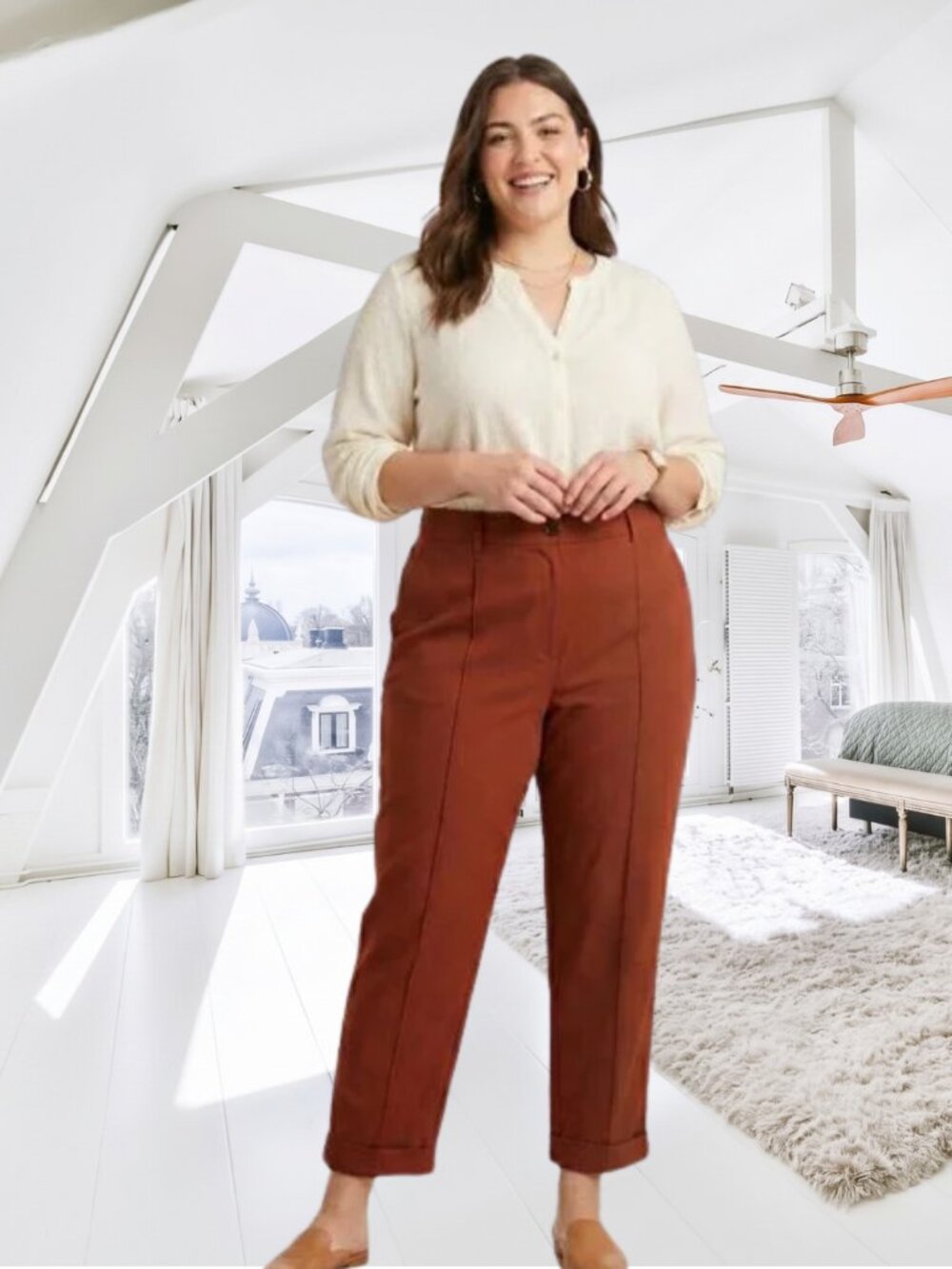 A New Day Fiery Brown High Rise Cuffed Ankle Pants Size 17 Plus Workwear
